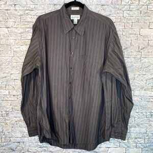 Alfani Pinstripe Button Down Dress Shirt Size Large Long Sleeve